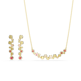Swarovski Constella set, Mixed cuts, Multicolored, Gold-tone plated