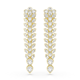 Swarovski Idyllia drop earrings, Mixed cuts, Long, White, Gold-tone plated