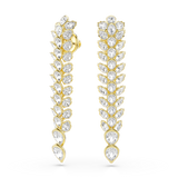 Swarovski Idyllia drop earrings, Mixed cuts, Long, White, Gold-tone plated