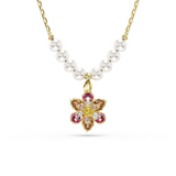 Swarovski Idyllia Necklace Pendant Crystal Pearl Mixed Cuts Flower Multicolored Gold-Tone Plated