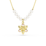 Swarovski Idyllia Necklace Pendant Crystal Pearl Mixed Cuts Flower Multicolored Gold-Tone Plated