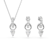 Swarovski Mesmera set, Pear cut, Round cut, White, Rhodium plated