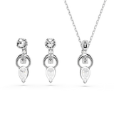 Swarovski Mesmera set, Pear cut, Round cut, White, Rhodium plated