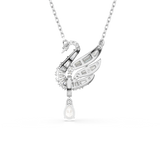 Swarovski Swan Necklace Pendant Swan White Rhodium Plated