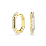 Swarovski Dextera Hoop Earrings Octagon Shape Round Cut Medium White Gold-Tone Plated