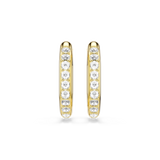 Swarovski Dextera Hoop Earrings Octagon Shape Round Cut Medium White Gold-Tone Plated