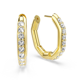 Swarovski Dextera Hoop Earrings Octagon Shape Round Cut Medium White Gold-Tone Plated