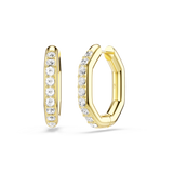 Swarovski Dextera Hoop Earrings Octagon Shape Round Cut Medium White Gold-Tone Plated