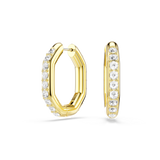 Swarovski Dextera Hoop Earrings Octagon Shape Round Cut Medium White Gold-Tone Plated