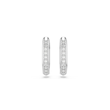 Swarovski Dextera Hoop Earrings Octagon Shape Round Cut Small White Rhodium Plated