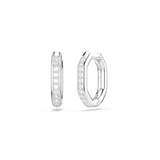 Swarovski Dextera Hoop Earrings Octagon Shape Round Cut Small White Rhodium Plated