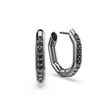 Swarovski Dextera Hoop Earrings Octagon Shape Round Cut Small White Ruthenium Plated