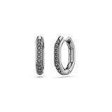 Swarovski Dextera Hoop Earrings Octagon Shape Round Cut Small White Ruthenium Plated