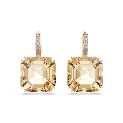 Swarovski Millenia Drop Earrings Mixed Cuts Caramel Gold-Tone Plated