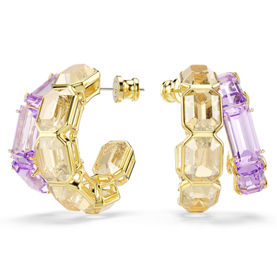 Swarovski Millenia Hoop Earrings Mixed Cuts Multicolored Gold-Tone Plated