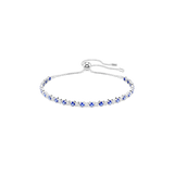 Swarovski Matrix Tennis Bracelet Mixed Round Cuts Blue Rhodium Plated