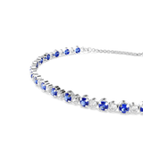 Swarovski Matrix Tennis Bracelet Mixed Round Cuts Blue Rhodium Plated
