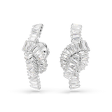 Swarovski Matrix Earrings Baguette Cut Knot White Rhodium Plated