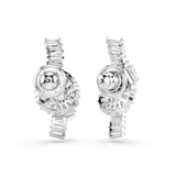 Swarovski Matrix Earrings Baguette Cut Knot White Rhodium Plated