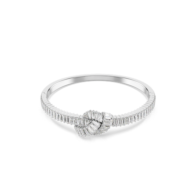Swarovski Matrix Bangle Baguette Cut Knot White Rhodium Plated