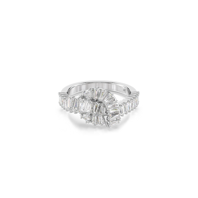 Swarovski Matrix Ring Baguette Cut Knot White Rhodium Plated