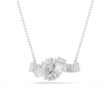 Swarovski Matrix Necklace Pendant Baguette Cut Knot White Rhodium Plated