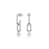 Swarovski Constella drop earrings, Round cut, White, Rhodium plated