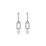 Swarovski Constella drop earrings, Round cut, White, Rhodium plated