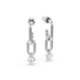 Swarovski Constella drop earrings, Round cut, White, Rhodium plated