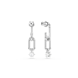 Swarovski Constella drop earrings, Round cut, White, Rhodium plated