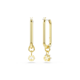 Swarovski Constella drop earrings, Round cut, White, Gold-tone plated