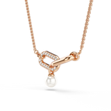 Swarovski Constella pendant, Crystal pearl, Round cut, White, Rose gold-tone plated