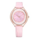 Swarovski Crystalline Aura Watch Swiss Made Leather Strap Pink