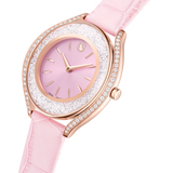 Swarovski Crystalline Aura Watch Swiss Made Leather Strap Pink