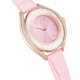 Swarovski Crystalline Aura Watch Swiss Made Leather Strap Pink