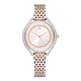 Swarovski Crystalline Aura Watch Swiss Made Metal Bracelet White/Rose Gold Tone