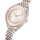 Swarovski Crystalline Aura Watch Swiss Made Metal Bracelet White/Rose Gold Tone