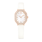 Swarovski Dextera Octagon Watch Swiss Made Leather Strap White Rose Gold-Tone Finish