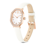 Swarovski Dextera Octagon Watch Swiss Made Leather Strap White Rose Gold-Tone Finish