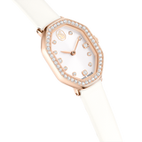 Swarovski Dextera Octagon Watch Swiss Made Leather Strap White Rose Gold-Tone Finish