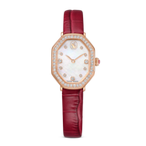 Swarovski Dextera Octagon Watch Swiss Made Leather Strap Red Rose Gold-Tone Finish