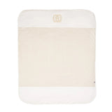 Beige Aigner Kids blanket with a central patterned panel and smooth top and bottom sections, featuring rounded corners.