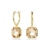 Swarovski Millenia Drop Earrings Square Cut Caramel Gold-Tone Plated