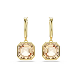 Swarovski Millenia Drop Earrings Square Cut Caramel Gold-Tone Plated