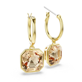 Swarovski Millenia Drop Earrings Square Cut Caramel Gold-Tone Plated