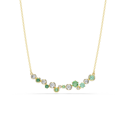 Swarovski Constella Necklace Mixed Cuts Green Gold-Tone Plated