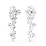 Swarovski Constella Drop Earrings Mixed Cuts White Rhodium Plated