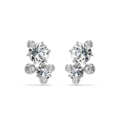 Swarovski Constella Stud Earrings Round Cut White Rhodium Plated
