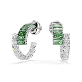 Swarovski Matrix Hoop Earrings Mixed Cuts Green Rhodium Plated