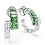 Swarovski Matrix Hoop Earrings Mixed Cuts Green Rhodium Plated